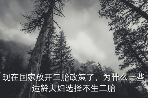 現(xiàn)在國家放開二胎政策了，為什么一些適齡夫婦選擇不生二胎