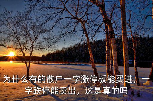 為什么有的散戶一字漲停板能買進(jìn)，一字跌停能賣出，這是真的嗎