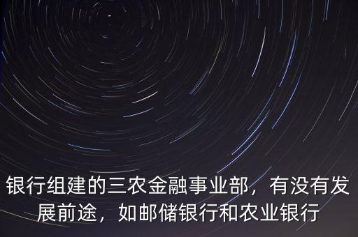 銀行組建的三農金融事業(yè)部，有沒有發(fā)展前途，如郵儲銀行和農業(yè)銀行