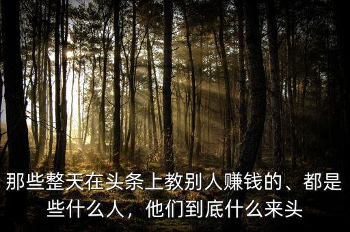 那些整天在頭條上教別人賺錢的、都是些什么人，他們到底什么來頭