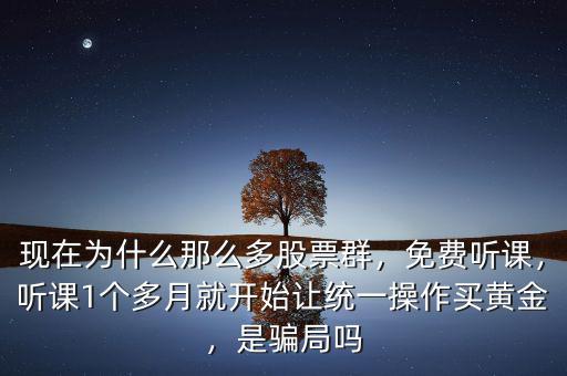 現(xiàn)在為什么那么多股票群，免費聽課，聽課1個多月就開始讓統(tǒng)一操作買黃金，是騙局嗎