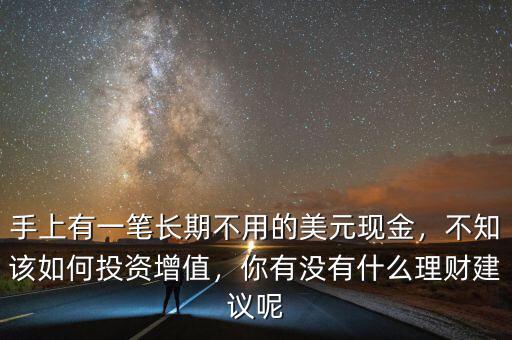 手上有一筆長(zhǎng)期不用的美元現(xiàn)金，不知該如何投資增值，你有沒(méi)有什么理財(cái)建議呢