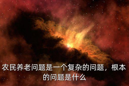 農(nóng)民養(yǎng)老問題是一個(gè)復(fù)雜的問題，根本的問題是什么