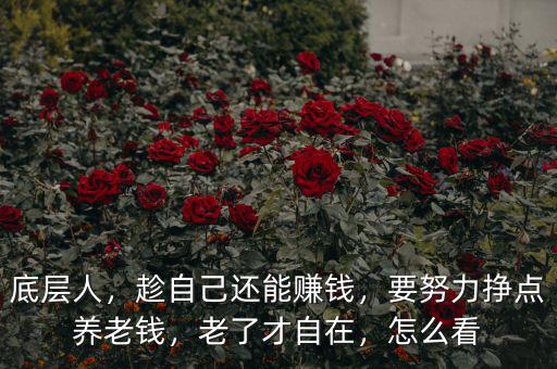 底層人，趁自己還能賺錢(qián)，要努力掙點(diǎn)養(yǎng)老錢(qián)，老了才自在，怎么看