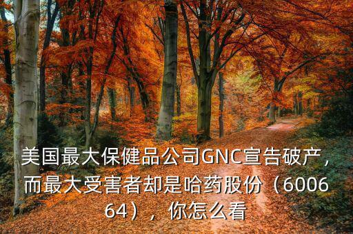 美國最大保健品公司GNC宣告破產(chǎn)，而最大受害者卻是哈藥股份（600664），你怎么看