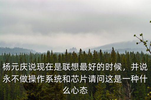 楊元慶說現(xiàn)在是聯(lián)想最好的時候，并說永不做操作系統(tǒng)和芯片請問這是一種什么心態(tài)