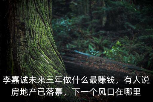 李嘉誠未來三年做什么最賺錢，有人說房地產(chǎn)已落幕，下一個(gè)風(fēng)口在哪里