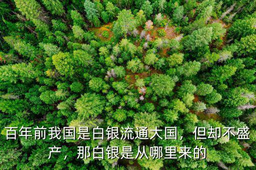 百年前我國是白銀流通大國，但卻不盛產，那白銀是從哪里來的