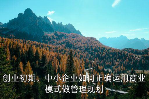 創(chuàng)業(yè)初期，中小企業(yè)如何正確運用商業(yè)模式做管理規(guī)劃