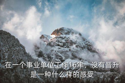 在一個事業(yè)單位工作16年，沒有晉升是一種什么樣的感受