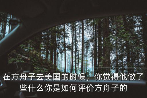 在方舟子去美國(guó)的時(shí)候，你覺(jué)得他做了些什么你是如何評(píng)價(jià)方舟子的