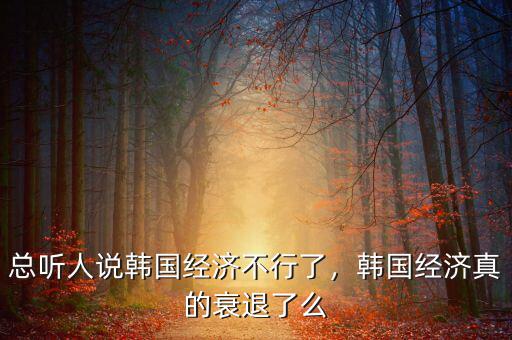 總聽人說韓國經(jīng)濟不行了，韓國經(jīng)濟真的衰退了么