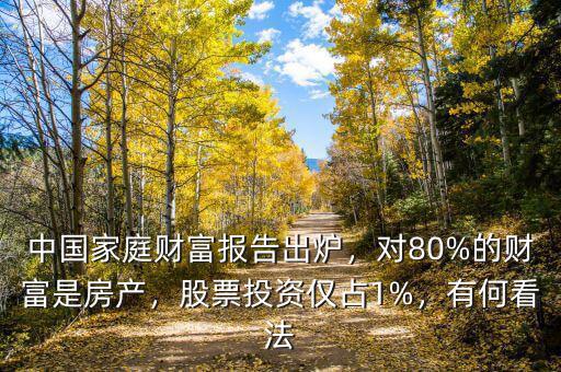 中國家庭財富報告出爐，對80%的財富是房產(chǎn)，股票投資僅占1%，有何看法
