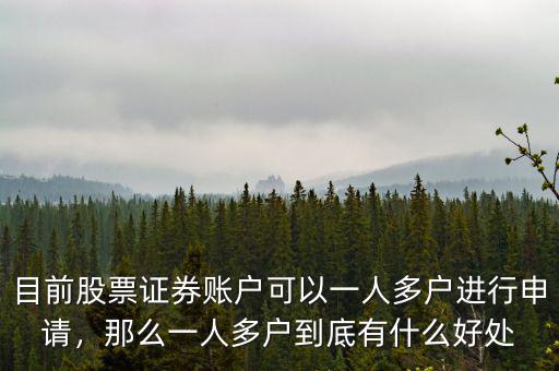 目前股票證券賬戶可以一人多戶進(jìn)行申請(qǐng)，那么一人多戶到底有什么好處