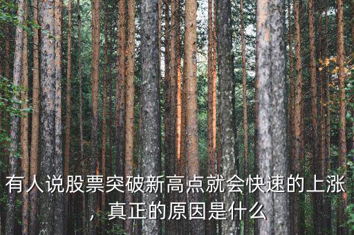 有人說股票突破新高點就會快速的上漲，真正的原因是什么