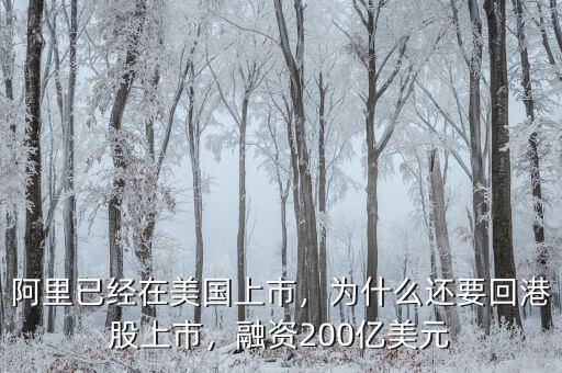 阿里已經(jīng)在美國(guó)上市，為什么還要回港股上市，融資200億美元