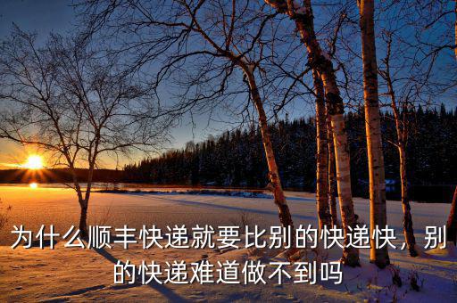 為什么順豐快遞就要比別的快遞快，別的快遞難道做不到嗎