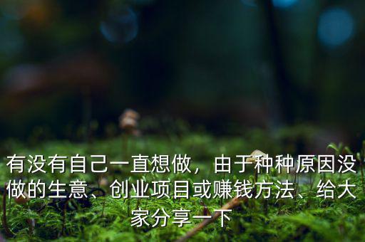 有沒有自己一直想做，由于種種原因沒做的生意、創(chuàng)業(yè)項目或賺錢方法、給大家分享一下