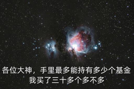 各位大神，手里最多能持有多少個(gè)基金我買了三十多個(gè)多不多