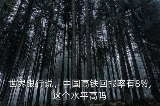 世界銀行說，中國高鐵回報(bào)率有8%，這個(gè)水平高嗎