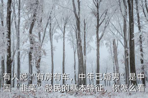 有人說“有房有車，中年已婚男”是中國“韭菜”股民的基本特征，你怎么看