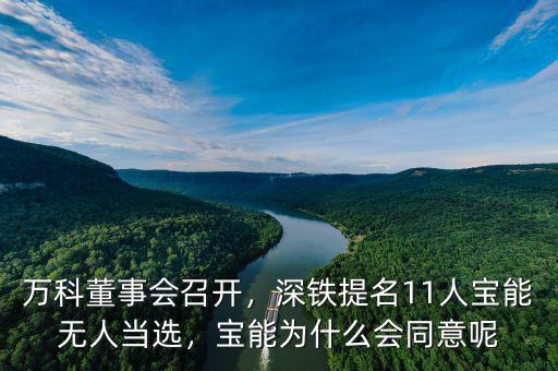 萬科董事會召開，深鐵提名11人寶能無人當(dāng)選，寶能為什么會同意呢