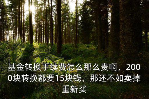 基金轉(zhuǎn)換手續(xù)費(fèi)怎么那么貴啊，2000塊轉(zhuǎn)換都要15塊錢，那還不如賣掉重新買