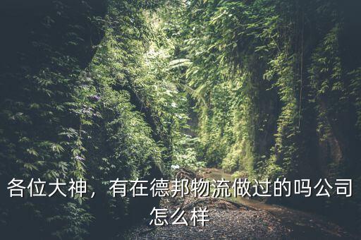 各位大神，有在德邦物流做過的嗎公司怎么樣