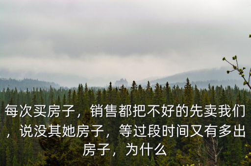 每次買房子，銷售都把不好的先賣我們，說沒其她房子，等過段時間又有多出房子，為什么