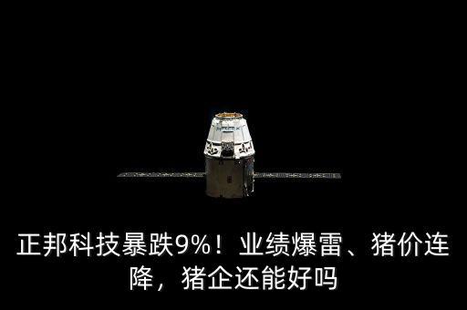 正邦科技暴跌9%！業(yè)績爆雷、豬價連降，豬企還能好嗎