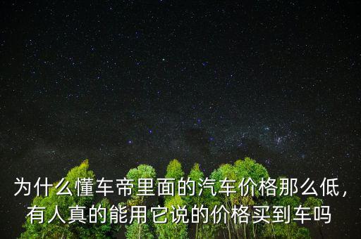 為什么懂車(chē)帝里面的汽車(chē)價(jià)格那么低，有人真的能用它說(shuō)的價(jià)格買(mǎi)到車(chē)嗎