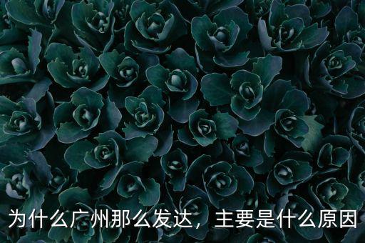 為什么廣州那么發(fā)達(dá)，主要是什么原因