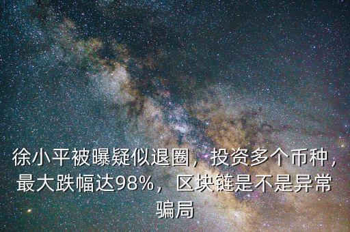 徐小平被曝疑似退圈，投資多個幣種，最大跌幅達(dá)98%，區(qū)塊鏈?zhǔn)遣皇钱惓ｒ_局
