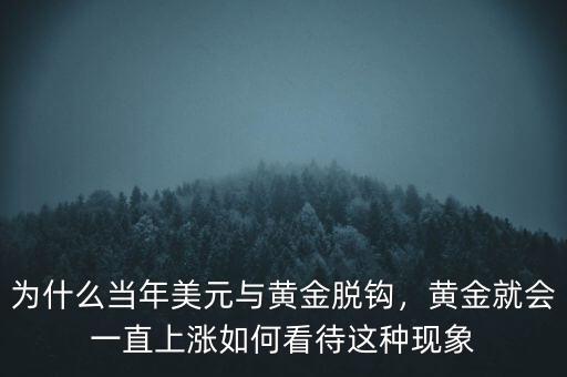為什么當年美元與黃金脫鉤，黃金就會一直上漲如何看待這種現(xiàn)象
