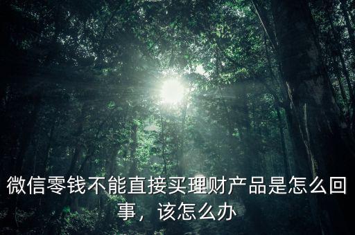 微信零錢不能直接買理財產(chǎn)品是怎么回事，該怎么辦