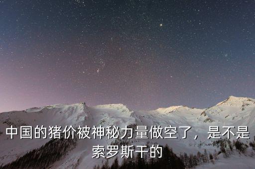 中國的豬價被神秘力量做空了，是不是索羅斯干的