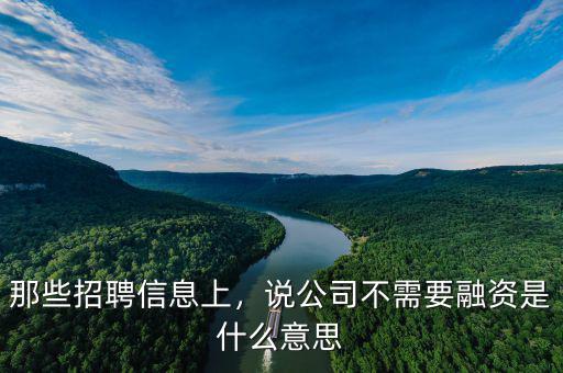 那些招聘信息上，說公司不需要融資是什么意思