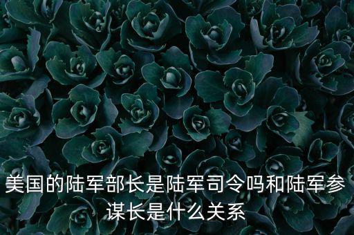 美國的陸軍部長是陸軍司令嗎和陸軍參謀長是什么關系