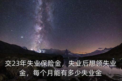 交23年失業(yè)保險金，失業(yè)后想領失業(yè)金，每個月能有多少失業(yè)金