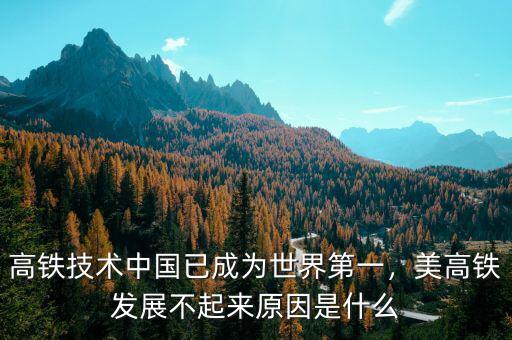 高鐵技術(shù)中國已成為世界第一，美高鐵發(fā)展不起來原因是什么