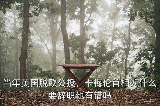 當(dāng)年英國(guó)脫歐公投，卡梅倫首相為什么要辭職他有錯(cuò)嗎