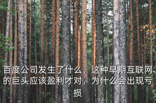 百度公司發(fā)生了什么，這種早期互聯(lián)網(wǎng)的巨頭應(yīng)該盈利才對，為什么會出現(xiàn)虧損