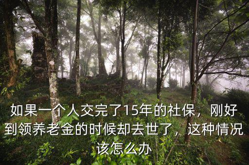 如果一個人交完了15年的社保，剛好到領(lǐng)養(yǎng)老金的時候卻去世了，這種情況該怎么辦