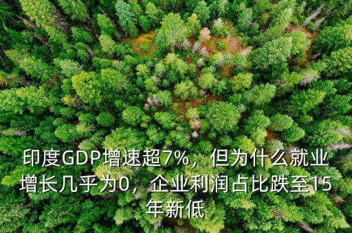 印度GDP增速超7%，但為什么就業(yè)增長幾乎為0，企業(yè)利潤占比跌至15年新低