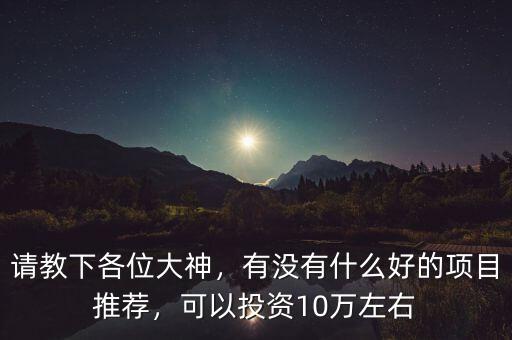 請教下各位大神，有沒有什么好的項目推薦，可以投資10萬左右