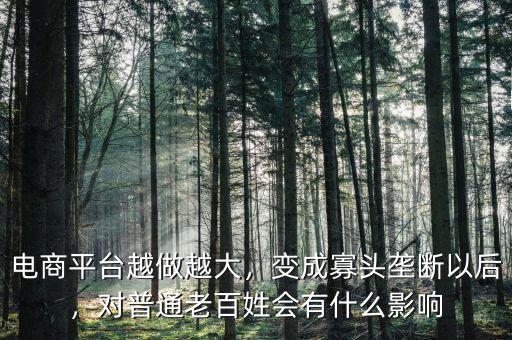 電商平臺(tái)越做越大，變成寡頭壟斷以后，對(duì)普通老百姓會(huì)有什么影響