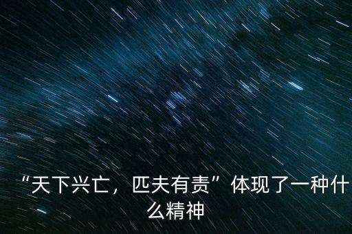 “天下興亡，匹夫有責”體現(xiàn)了一種什么精神
