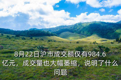 8月22日滬市成交額僅有984.6億元，成交量也大幅萎縮，說明了什么問題