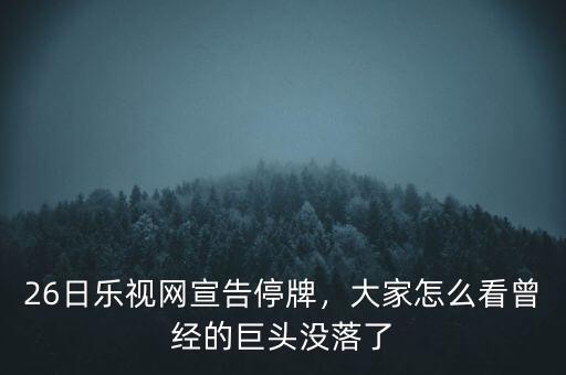 26日樂視網(wǎng)宣告停牌，大家怎么看曾經(jīng)的巨頭沒落了
