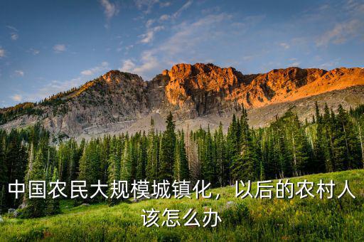 中國農民大規(guī)模城鎮(zhèn)化，以后的農村人該怎么辦